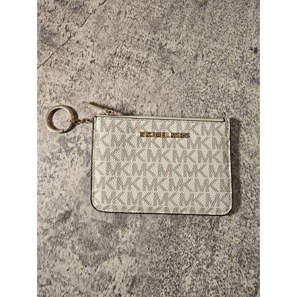 Michael Kors Handbags - Michael Kors Jet Set Travel Small Leather Top Zip Coin Pouch With ID & Logo